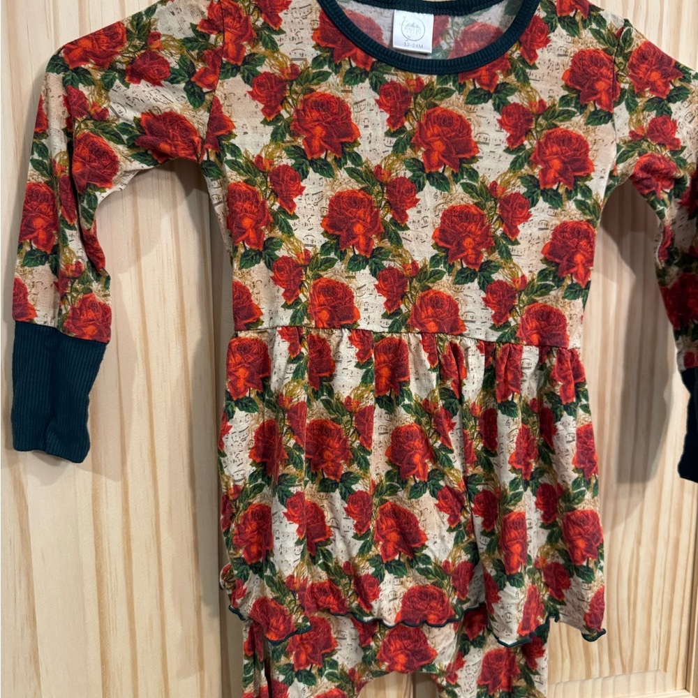 Ready Set Romper Red Rose Musical Sheet Print Ruffle Romper 12-24M Kids